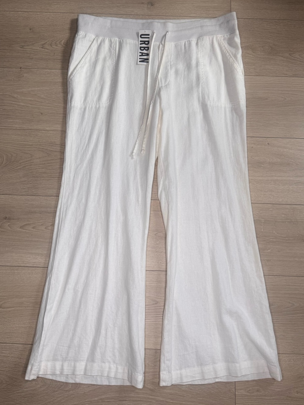 Urban Outfitters Off-White Wide-Leg Drawstring Pants XL NWT - Picture 4 of 11